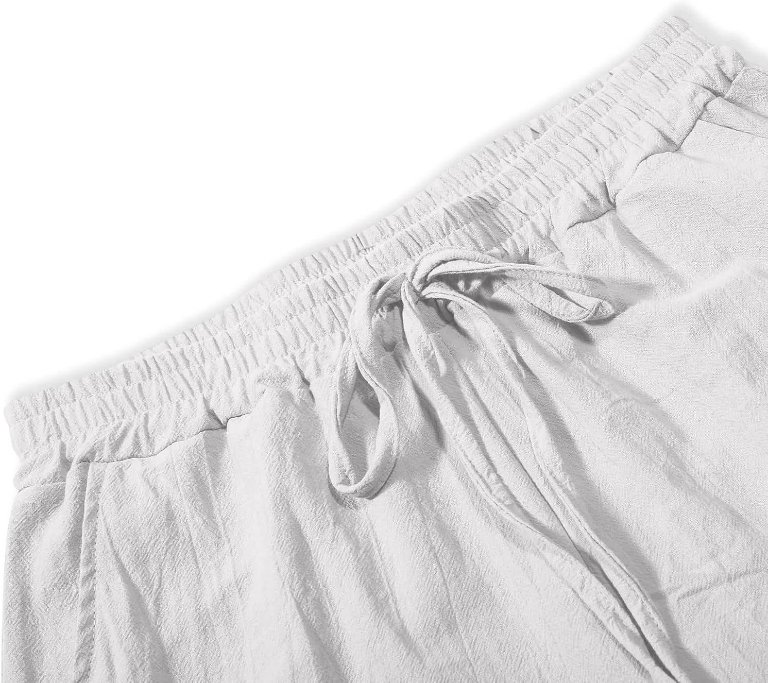Women's Linen Pants Casual Summer Boho Straight Leg Solid Color High Waisted Linen Pants Plus Size Trousers with Pockets
