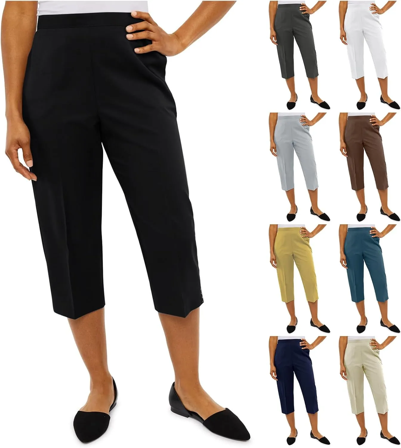 Womens Linen Pants Casual Summer High Waisted Cropped Wide Leg Pants Comfy Palazzo Beach Trousers