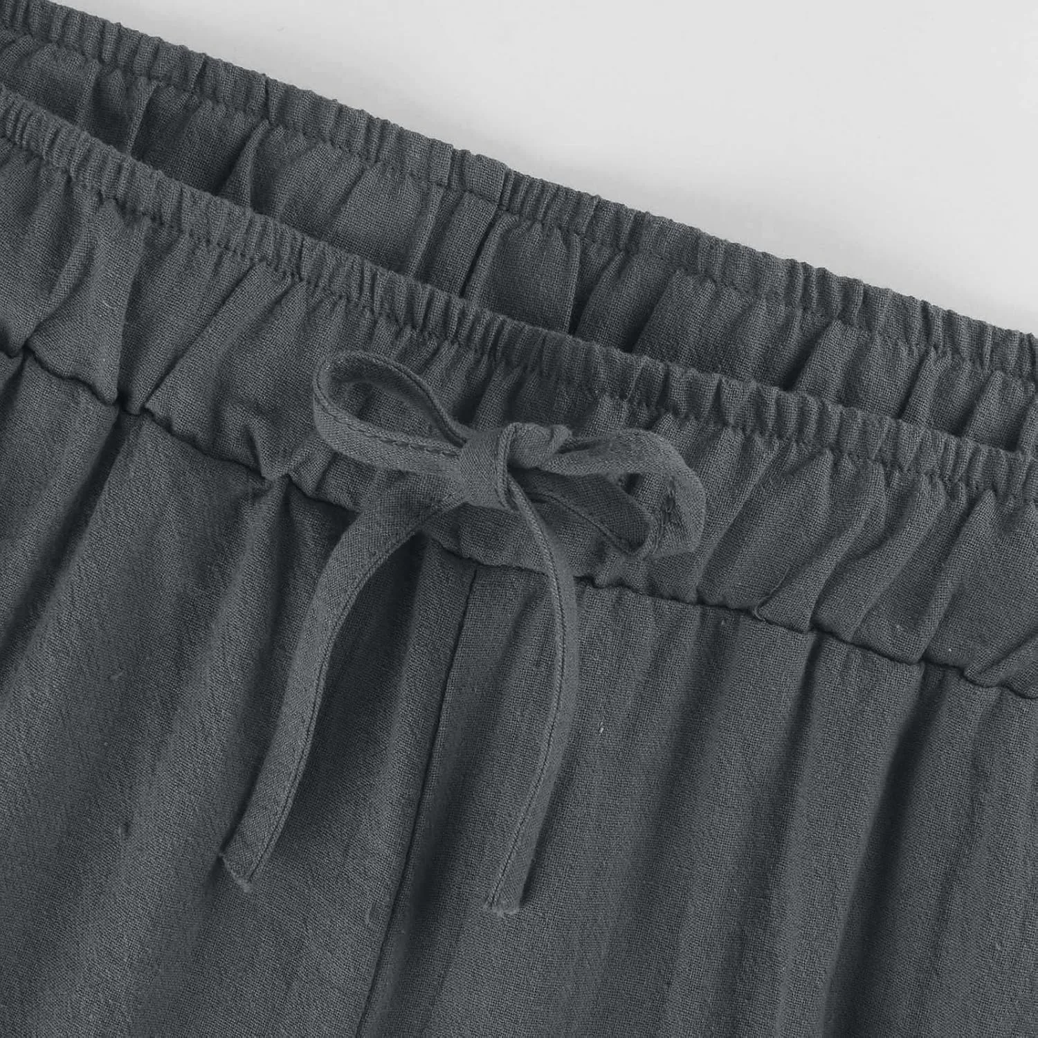 Womens Linen Pants Casual Summer Loose Beach Solid Color Plus Size High Waist Linen Pants Plus Size Trousers with Pockets