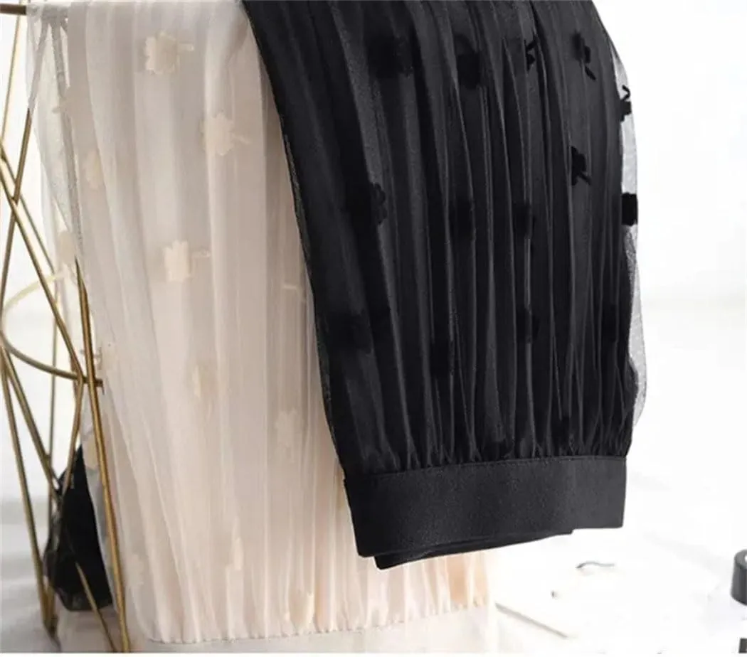 Women's Mesh Tulle Skirt Solid Color Patchwork All-Match Pleated A-Line Skirt for Ball Gown Midi Skirts