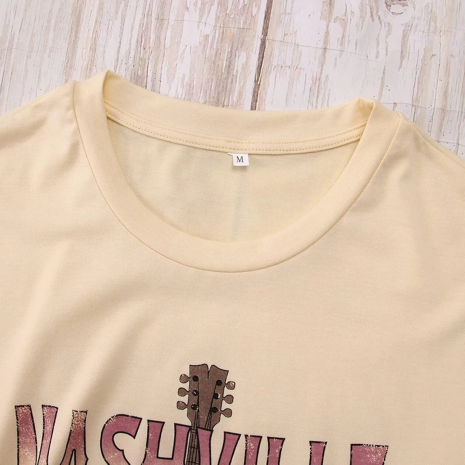 Women's Nashville Tshirt Rose Leopard Bass Guitar Graphic Tee Tennessee Country Concert Rock and Roll Vintage Tops