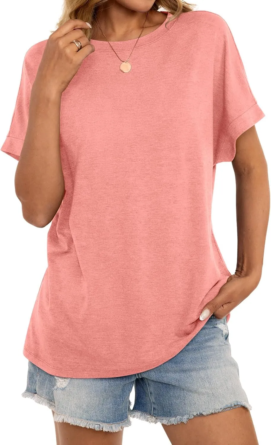 Womens Oversized T Shirts Short Sleeve Crewneck Loose Fit Tops Summer Outfits Clothes 2025