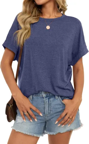 Womens Oversized T Shirts Short Sleeve Crewneck Loose Fit Tops Summer Outfits Clothes 2025