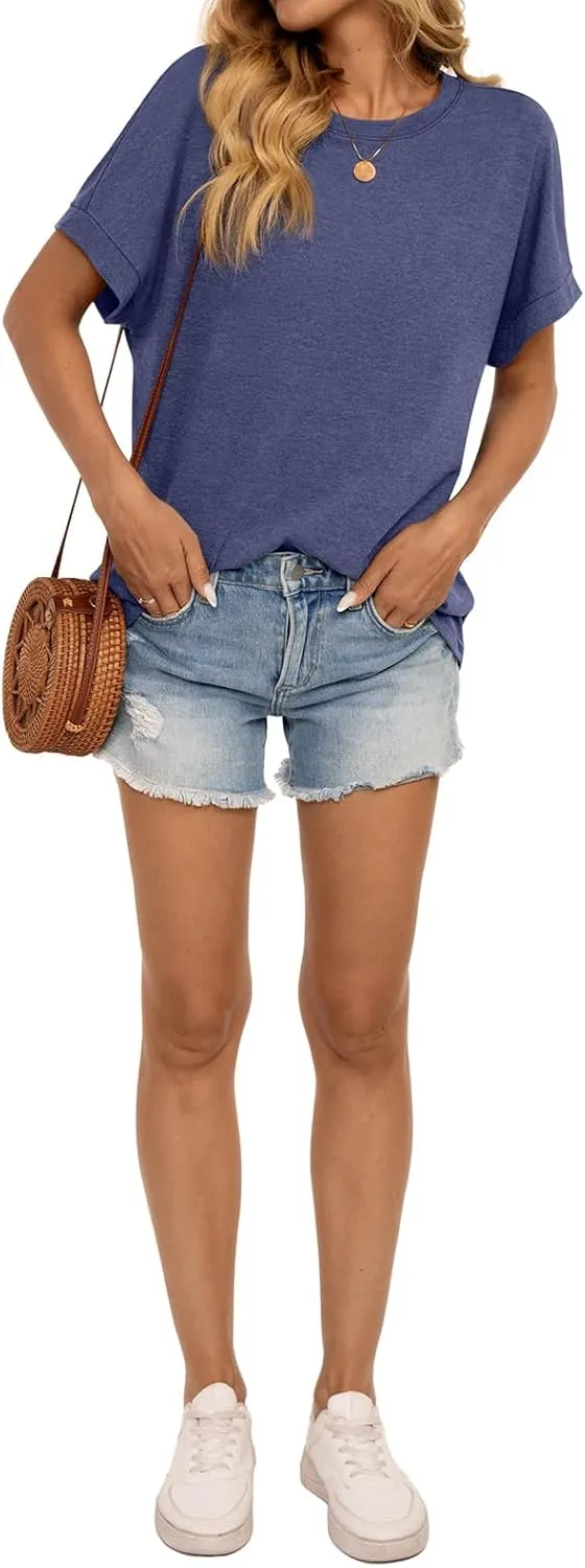 Womens Oversized T Shirts Short Sleeve Crewneck Loose Fit Tops Summer Outfits Clothes 2025