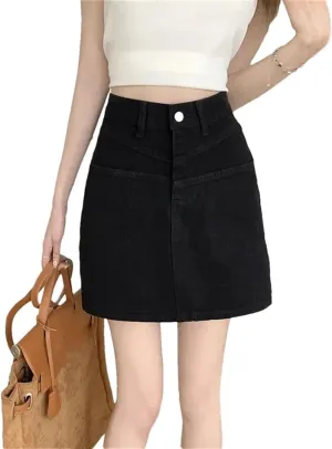 Women's Plus Size Mini Dress Denim Skirt High-Waisted Slimming Design Sensibility Hip Skirt