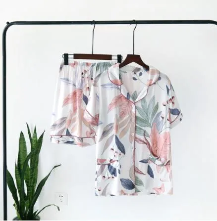 Women's Short Sleeve Shirt and Shorts Sleepwear Set