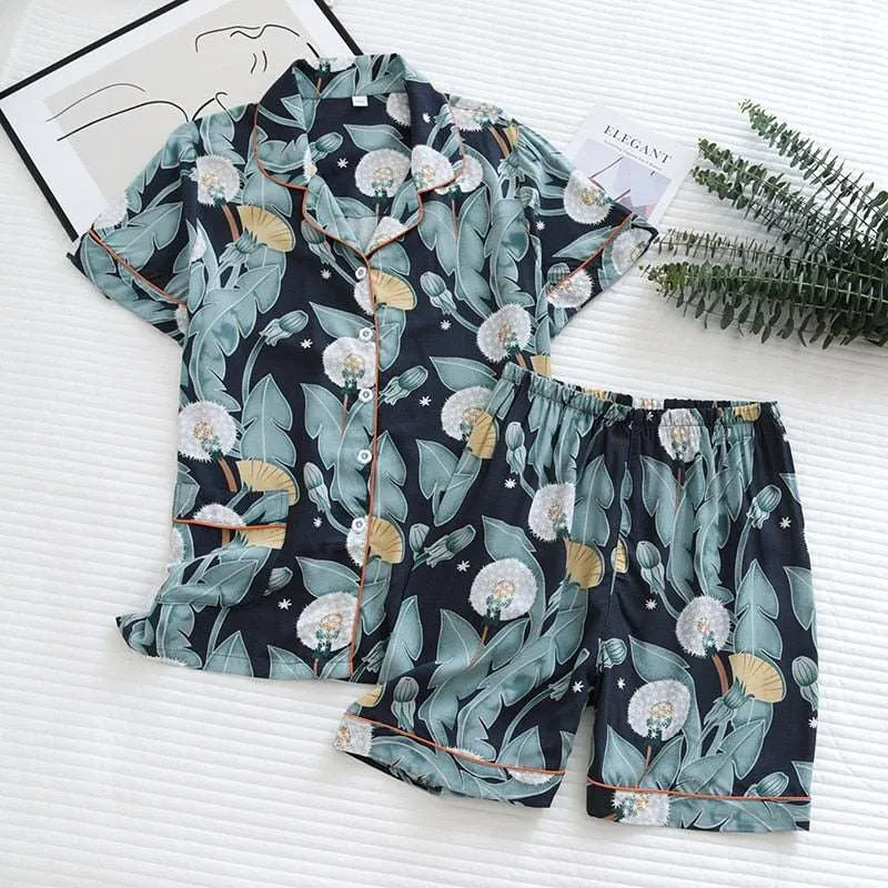 Women's Short Sleeve Shirt and Shorts Sleepwear Set