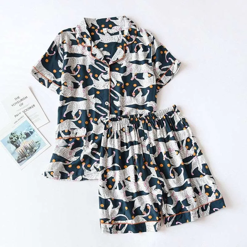 Women's Short Sleeve Shirt and Shorts Sleepwear Set