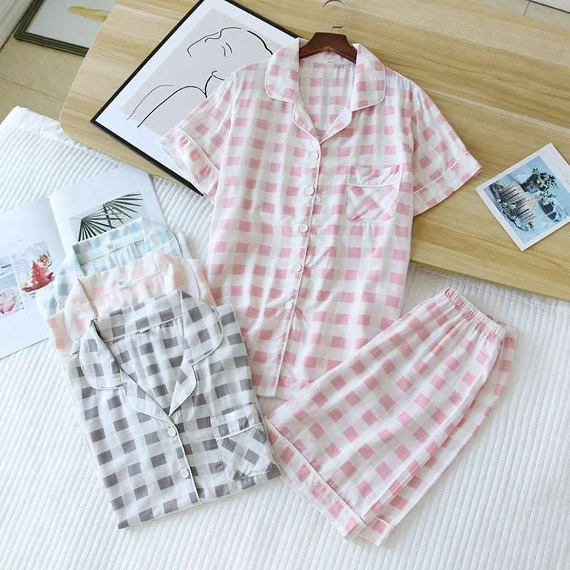 Women's Short Sleeve Shirt and Shorts Sleepwear Set