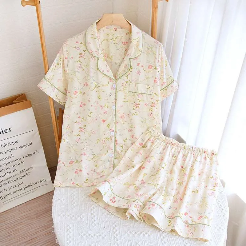 Women's Short Sleeve Shirt and Shorts Sleepwear Set