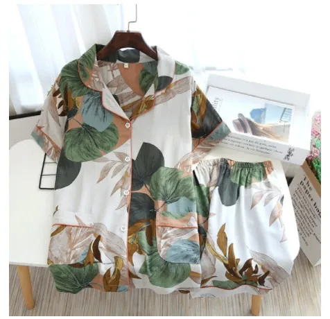 Women's Short Sleeve Shirt and Shorts Sleepwear Set