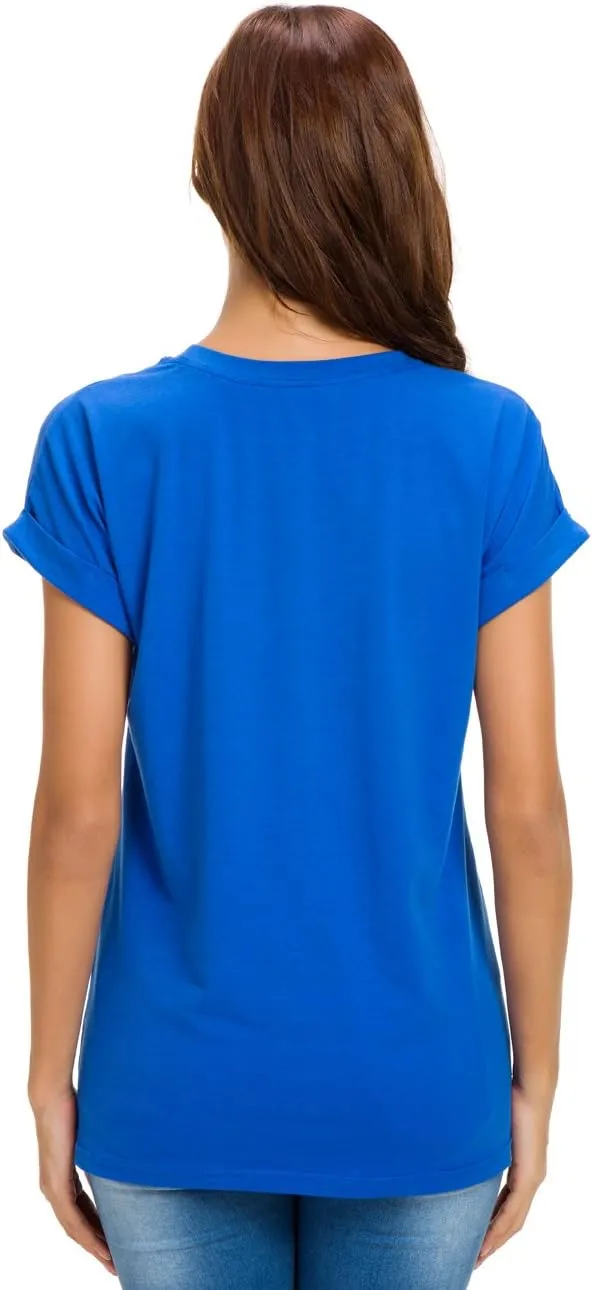 Women's Simple Crew Neck Plain Loose T-Shirt Summer Casual Tops