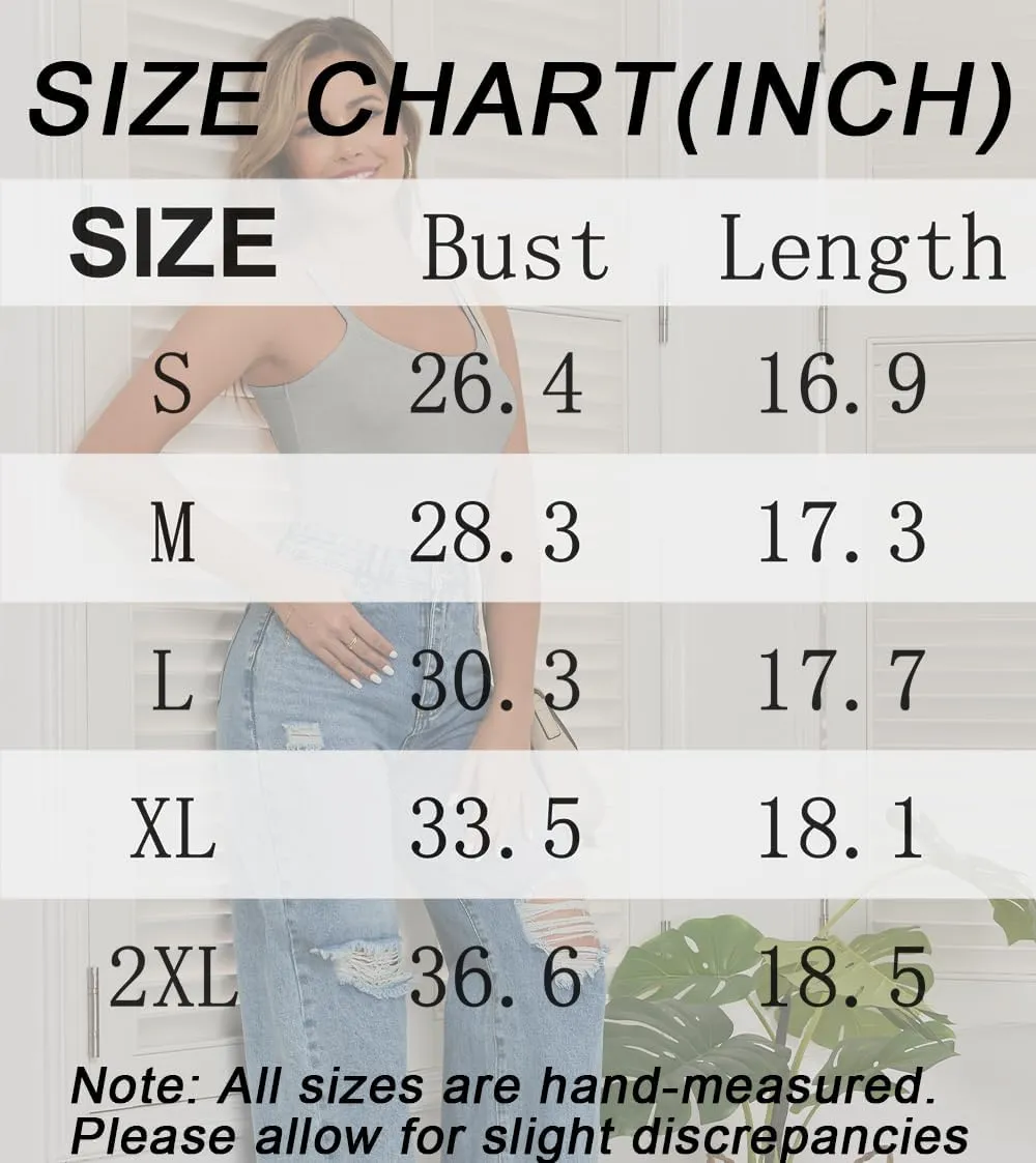 Womens Summer Crop Tank Tops Scoop Neck Fitted Sleeveless T Shirts Ribbed Basic Camisole