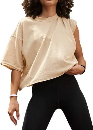 Women's Summer Short Sleeve Crop Tops Casual Basic Cotton Athletic Yoga Running T-Shirts