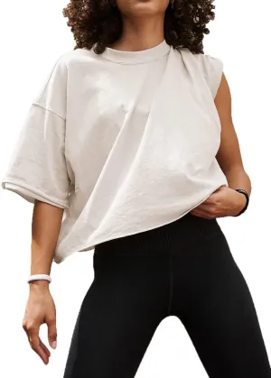 Women's Summer Short Sleeve Crop Tops Casual Basic Cotton Athletic Yoga Running T-Shirts