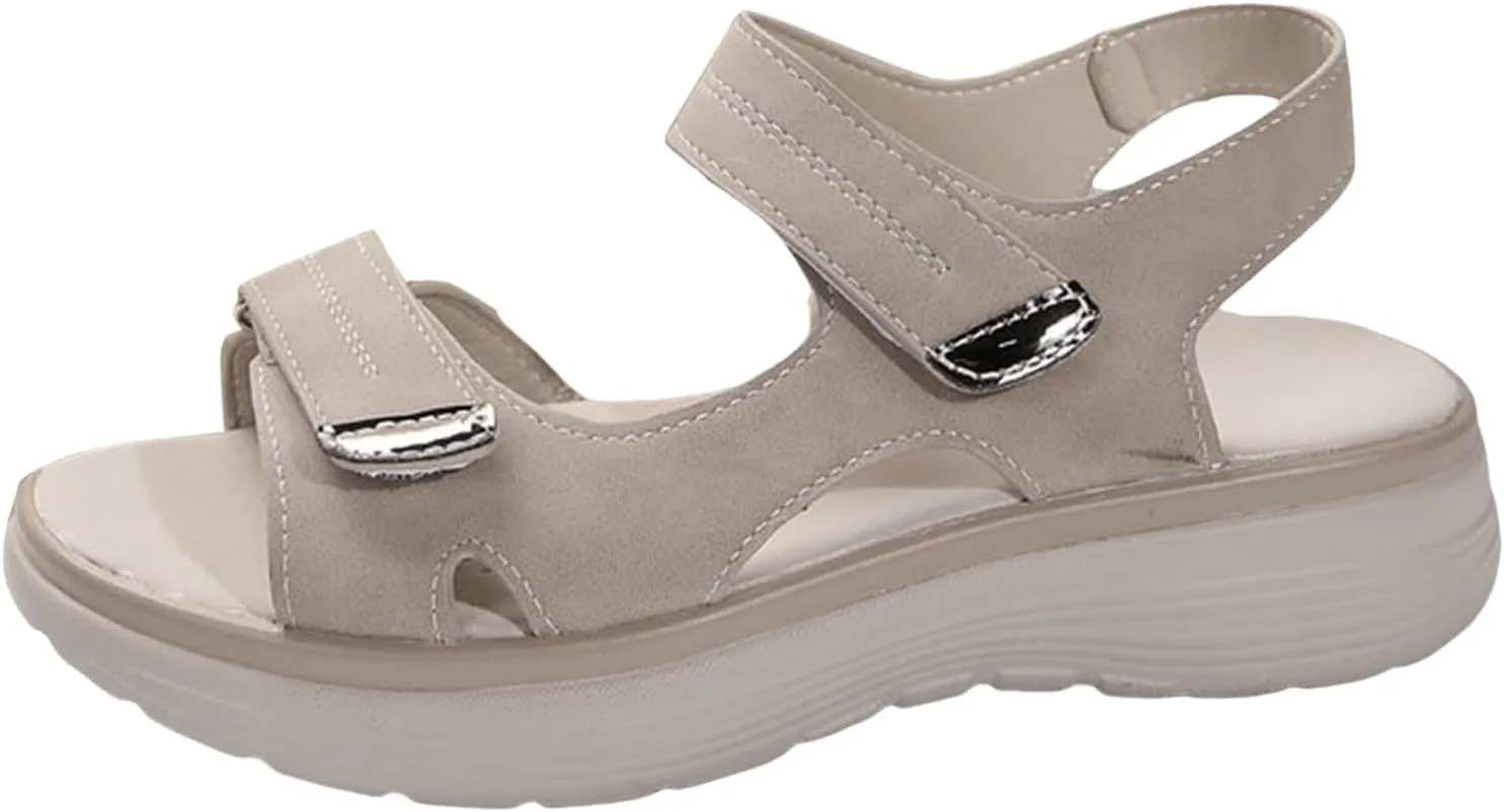Women's Summer Walking Sandals Air Cushion Arch Support Platform Ankle Strap Shoes Comfortable Casual Wedge Sandals