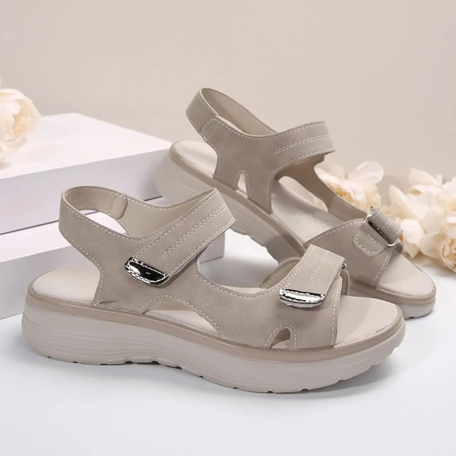 Women's Summer Walking Sandals Air Cushion Arch Support Platform Ankle Strap Shoes Comfortable Casual Wedge Sandals