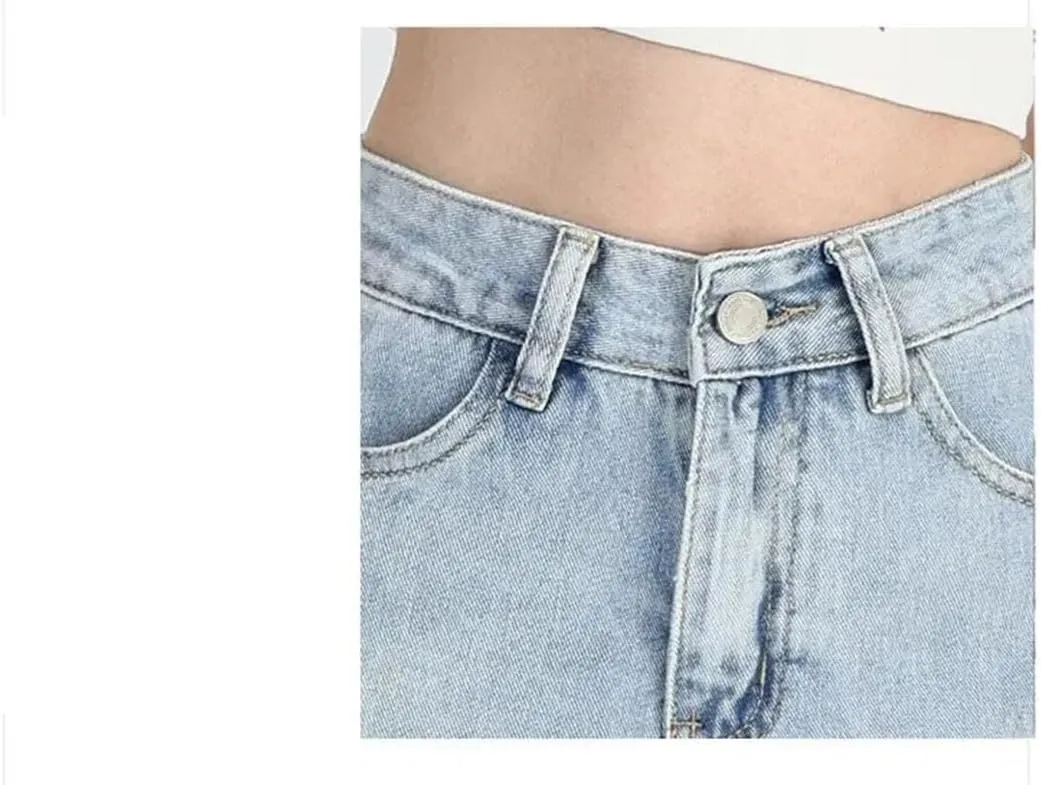 Women's Vintage High-Waisted Denim Skirt Mini Dress Korean Pocket Design Skirt