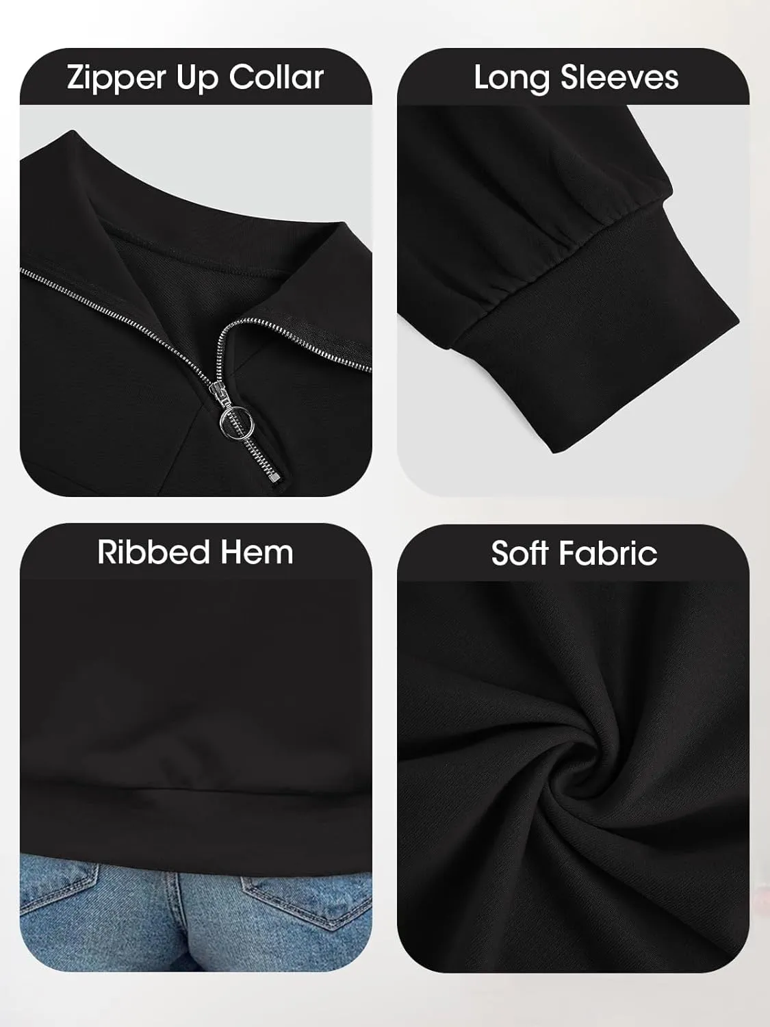 Womens Zipper Sweatshirt Turtleneck Long Sleeve Pullover Casual Loose Sweatshirts Top T Shirts