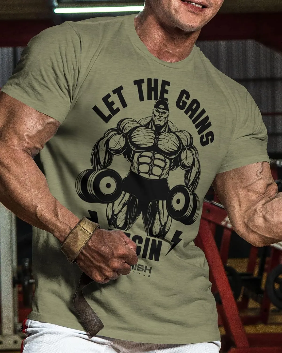 Workout Shirts for Men, Let The Gains Begin Gym Shirt Funny Sayings Lifting T-Shirt
