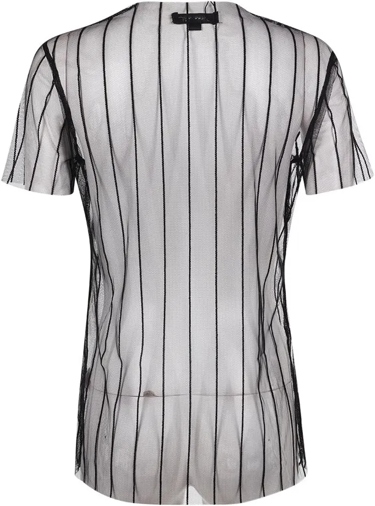 WuLun Women's Sexy Summer Street Paris Letter Print See Through Mesh T-Shirts Tops