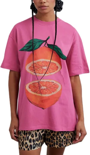 Y2k Womens Oversized Fruit Graphic Print Tees Shirts Vintage Flower Baggy Tshirt Tops Coastal Clothes Aesthetic