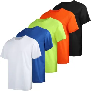 Yasumond T Shirts for Mens Quick Dry Short Sleeve Athletic Running Gym Workout Tee 5 Pack