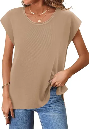 Zeagoo Sweater Vest Women Crew Neck Loose Fit Knit Lightweight T Shirts Pullover Casual Summer Outfits